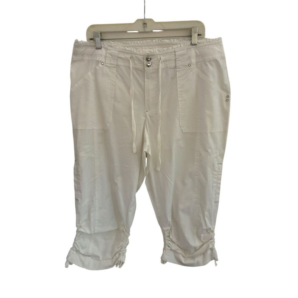 INC White Drawstring Crop Cargo Pants Woman’s Size 14